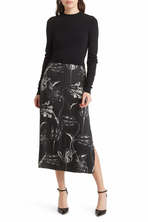 Ted Baker Dresses & Skirts - Ted Baker London Alettaaa Knit bodice long sleeve midi dress women's size 0
